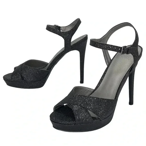 Guess Jordie Black Glitter Metallic Womens Heels Size 7.5M - Picture 8 of 11
